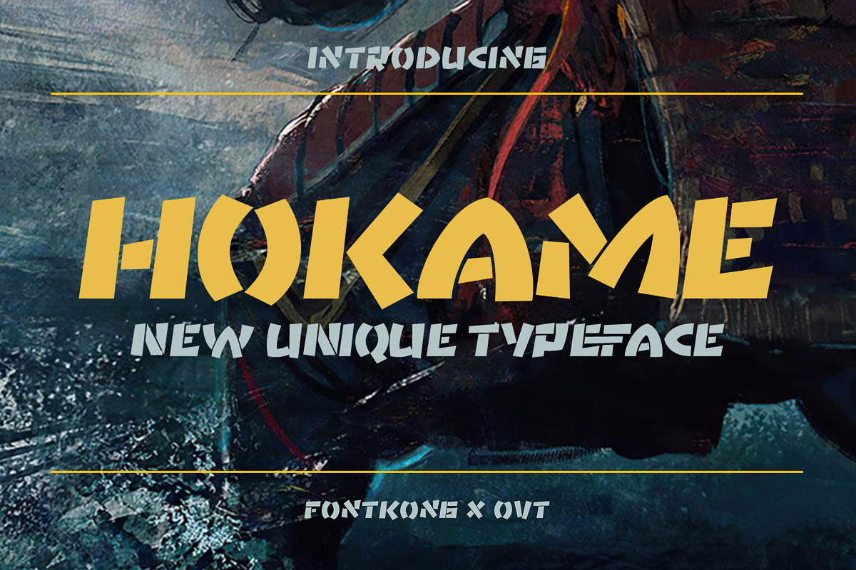 Hokame - New Unique Typeface, a Sans Serif Font by overlaytemplates (Photo 1 of 5)