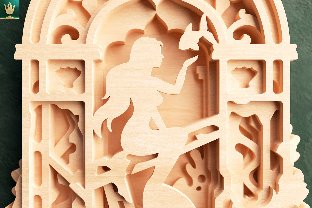 Mermaid 3D Layered Laser Cut File, a Decorative Illustration by pixaroma (Photo 8 of 8)