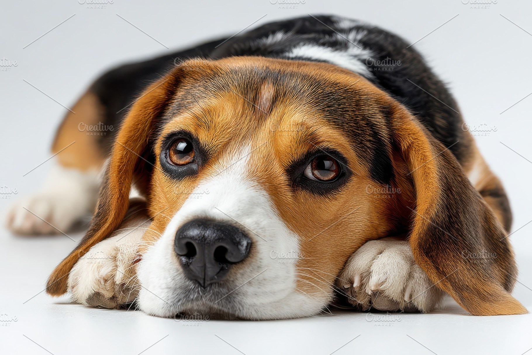Adorable Beagle Puppy Resting Sweetl, a Photo by Pixeness Studio
