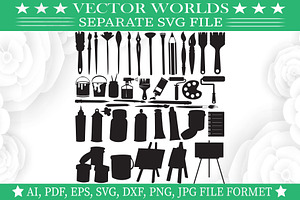 Various Art tools Svg, Tools Svg, an Object Graphic by VectorWorlds