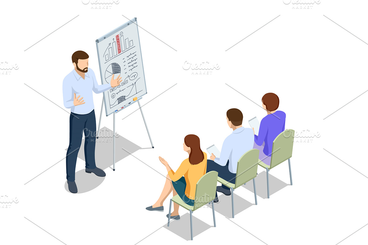 Isometric scene of people analyzing, a Person Illustration by Golden Sikorka