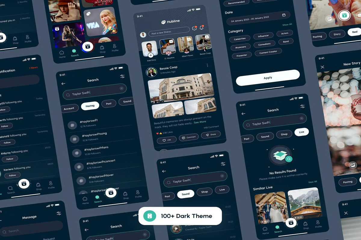 Hubline Social Network Mobile App UI, an UI Kit Template by Creative Perspective (Photo 4 of 6)