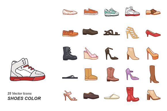 Shoes Color Vector Icons