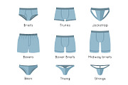 Male underwear types flat icons set, a Duotone Icon by Vectorikart (Thumbnail 1 of 3)