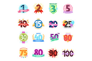 Anniversary badges vector birthday, an Object Graphic by RocketArt