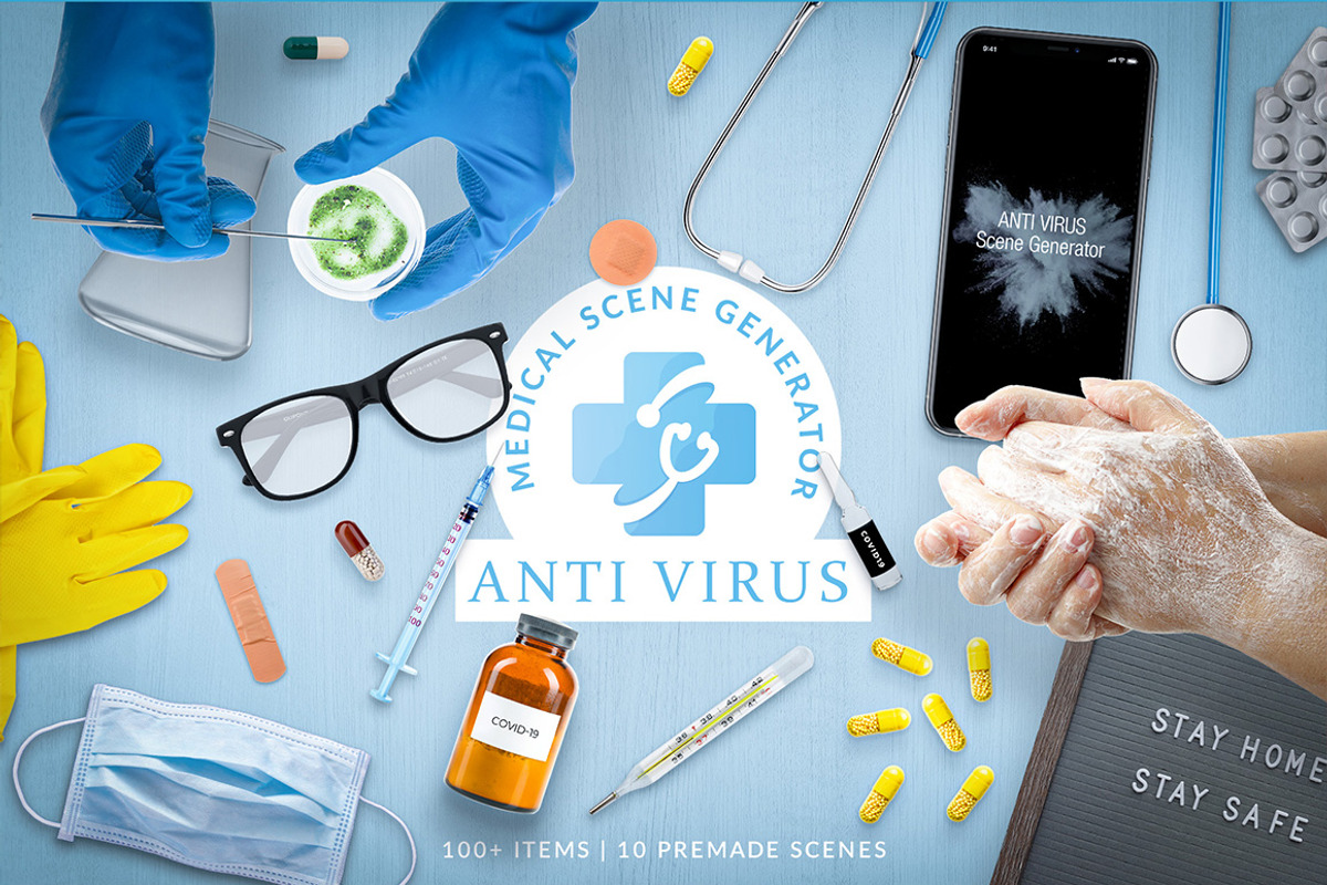 AntiVirus - Medical Scene Generator, a Cups & Container Mockup by relineo.mock-ups (Photo 1 of 5)