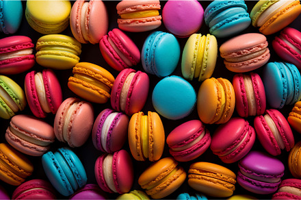 Sweet Many colorful macarons, a Food & Drink Photo by Ylivdesign