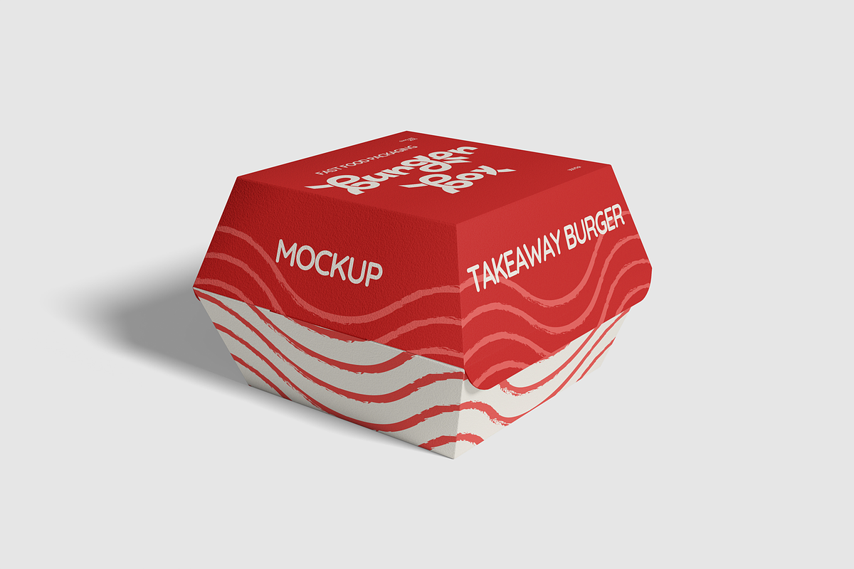 Burger Takeout Box Mockup, a Packaging Mockup by DSNA Mockup (Photo 2 of 6)