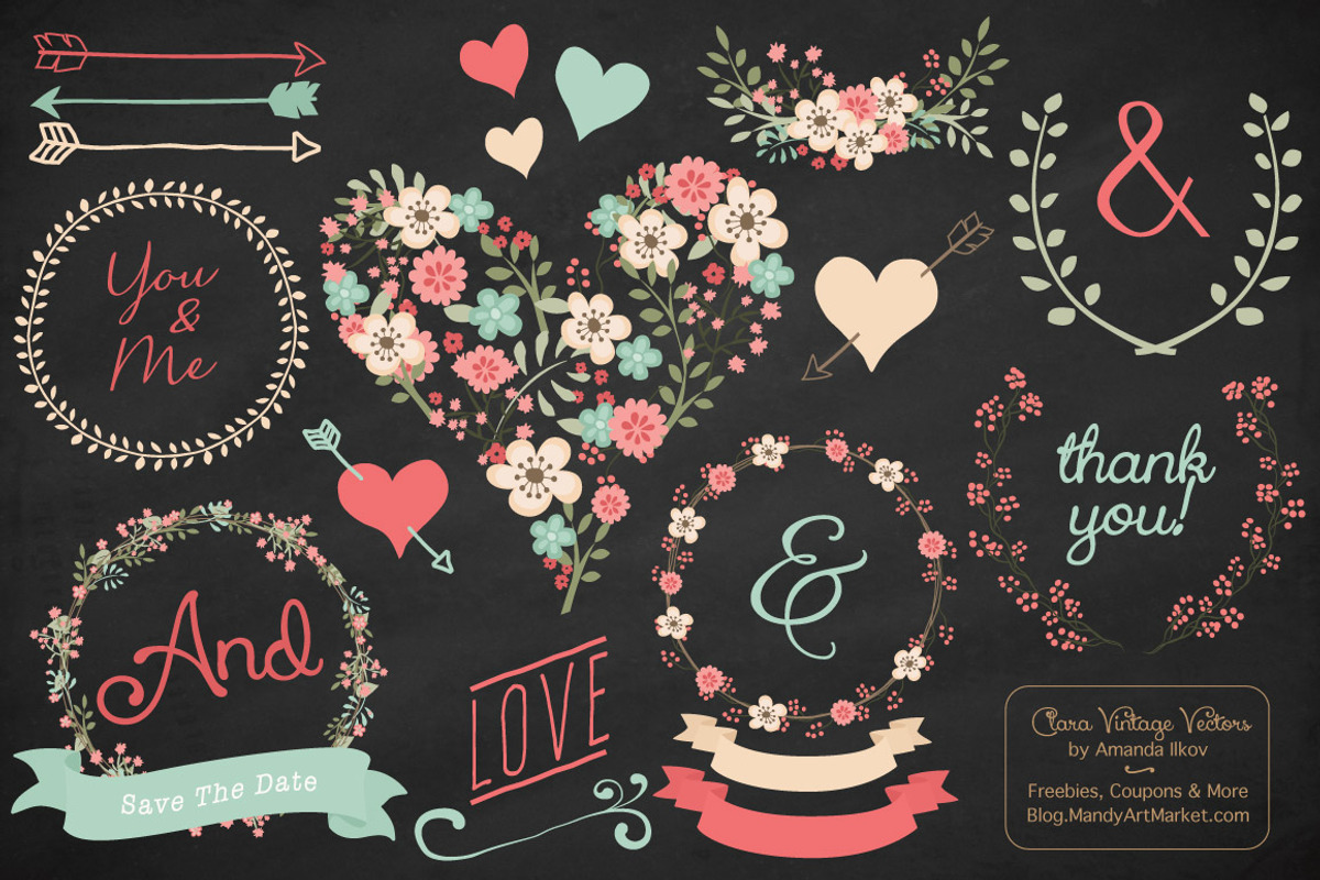 Vector Mint & Coral Vintage Flowers, an Illustration by Amanda Ilkov (Photo 2 of 4)