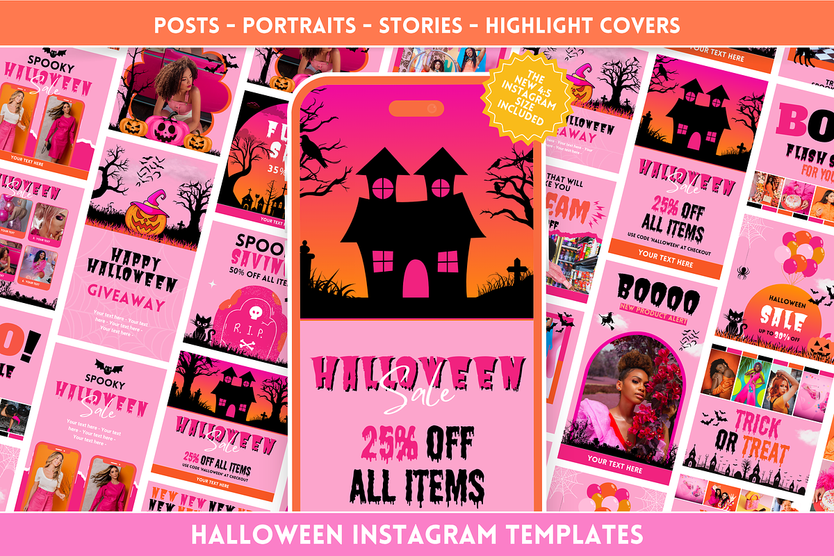Halloween Instagram Templates, a Social Media Template by SunshineStudioBoutique (Photo 1 of 8)