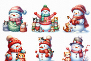 Christmas Snowman with Cats PNG, an Illustration by Craft Nest (Thumbnail 3 of 6)