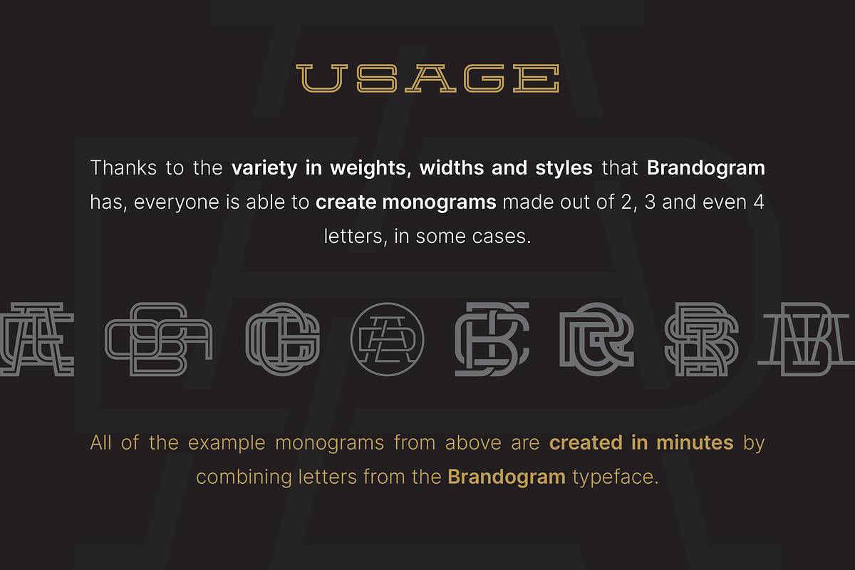 Brandogram Medium Monogram Typeface, a Slab Serif Font by Bogdan Casota (Photo 5 of 6)
