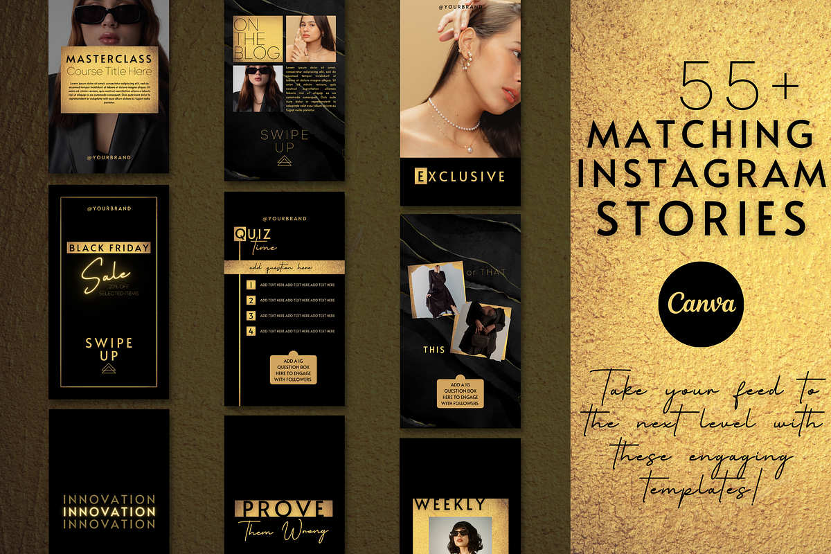 Black Gold Instagram Templates, a Social Media Template by Faytemplates (Photo 3 of 10)