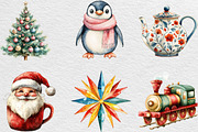Retro Christmas Watercolor Clipart, an Illustration by Black Bird Studio (Thumbnail 5 of 6)