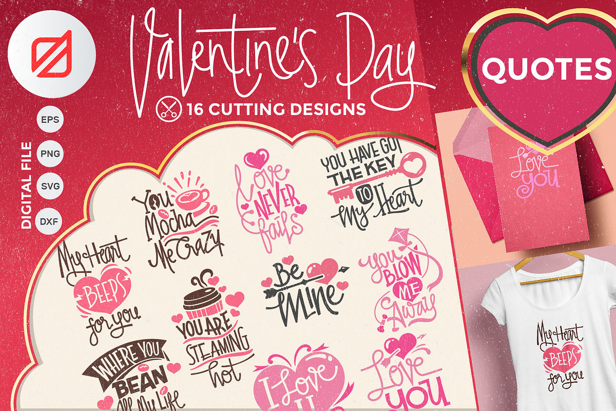 Valentine's Day Quote Cutting File, an Illustration by defarmerdesign (Photo 1 of 5)