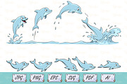 Dolphin Cartoon Sprite Sheet SVG, an Animal Illustration by Ghagra (Thumbnail 1 of 3)
