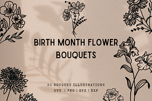 Birth Month Flower Bouquet Art