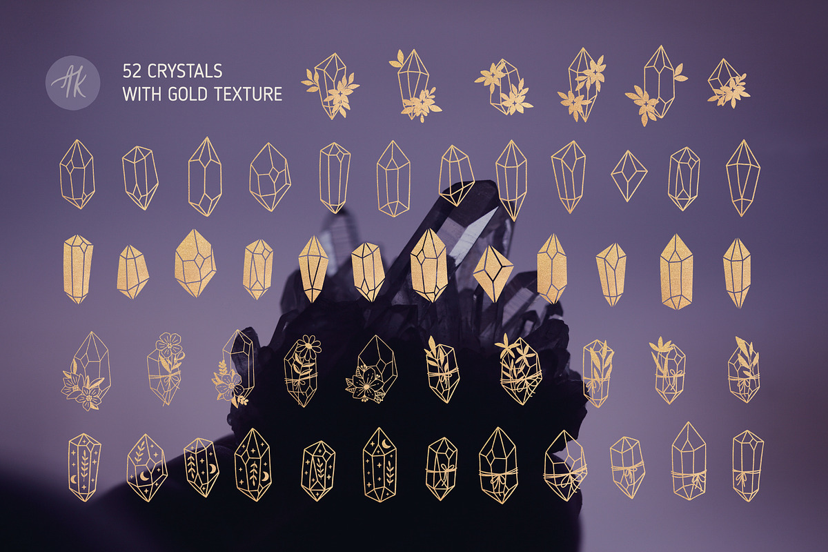 Mystical Crystals Hand Drawn Set, an Object Graphic by Alena Koval (Photo 4 of 18)