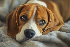 Beagle dog on grey background, an Animal Photo by AlyaAnd