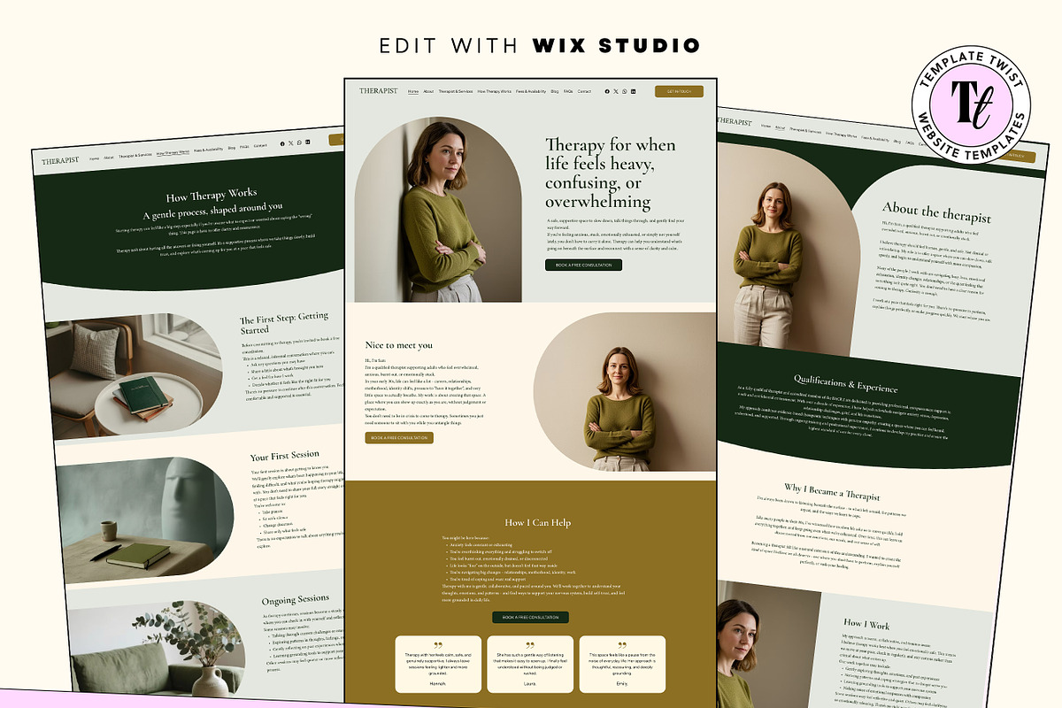 Therapist Wix Studio Website, a Wix Template by Template Twist Shop (Photo 2 of 9)