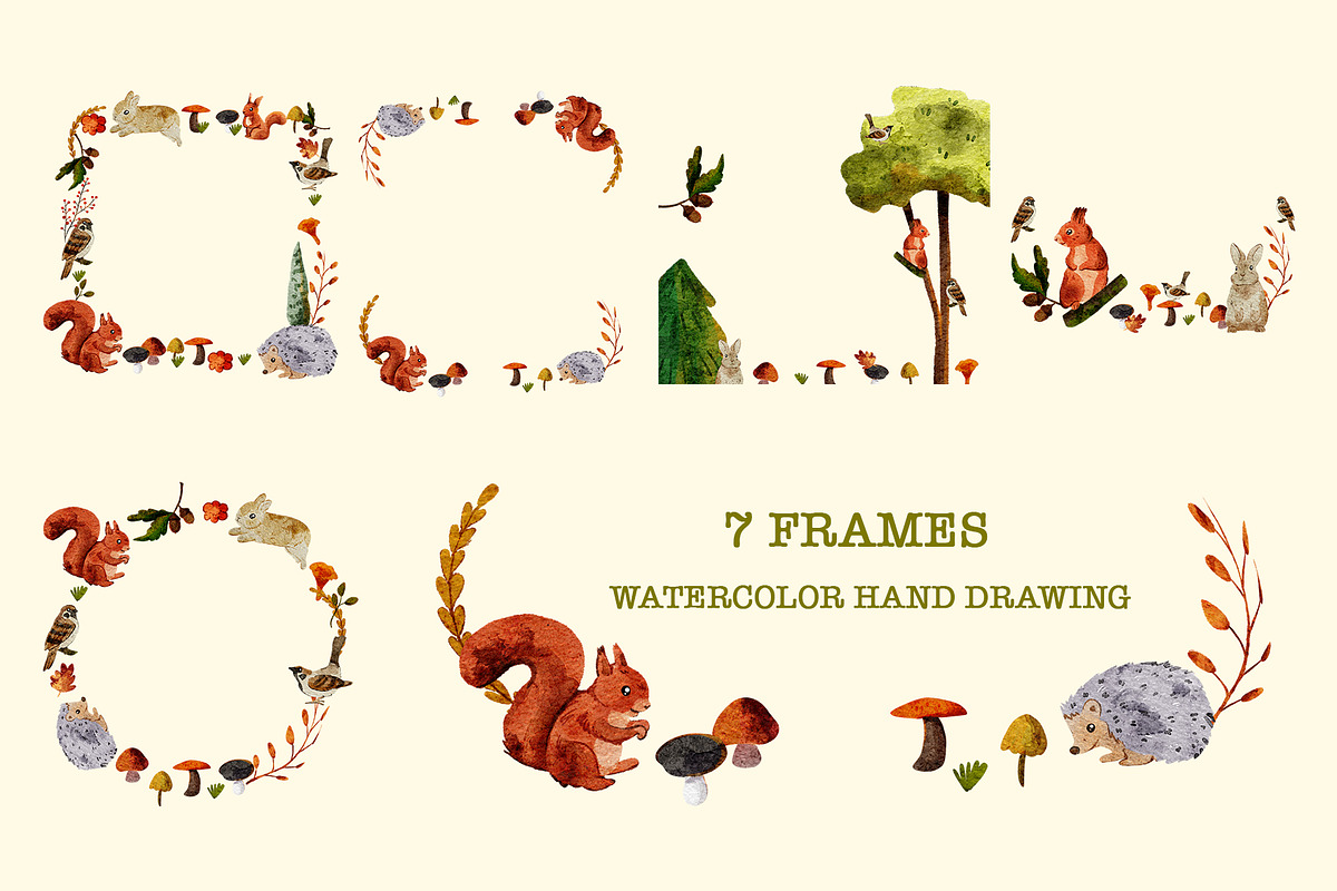 Watercolor Woodland Animals, a Pattern Graphic by KlymchukArtworks (Photo 6 of 8)