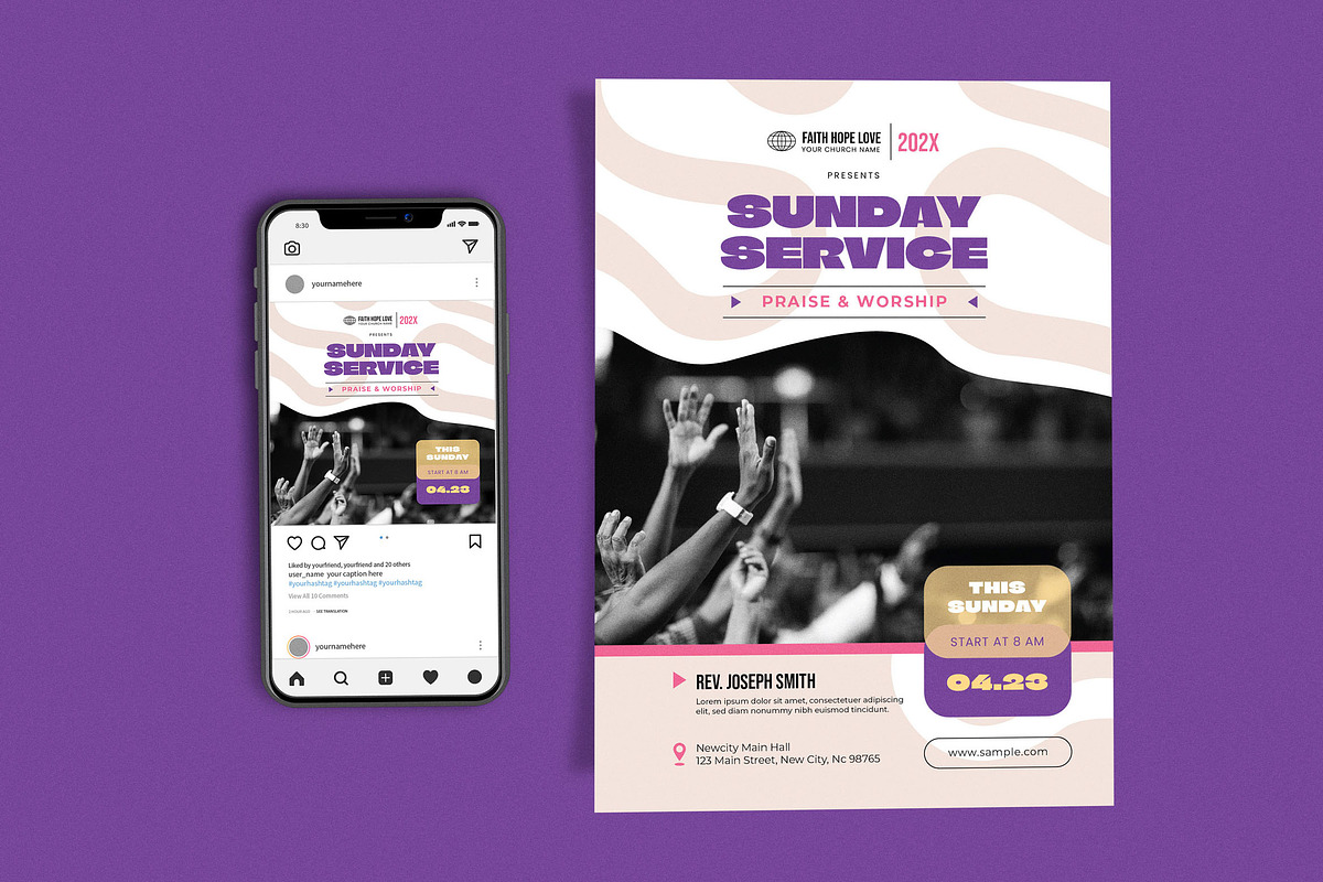 Sunday Service Curve Line, a Flyer Template by Me55enjah Design (Photo 1 of 4)