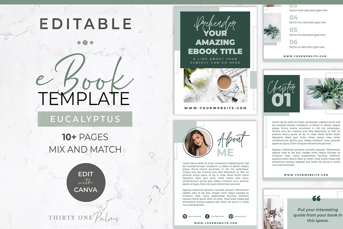 eBook Template for Canva | Green, a Magazine Template by Thirty One Palms Studio (Photo 1 of 11)