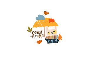 Cute Bunny in Sweater standing in, an Animal Illustration by Maria Starus