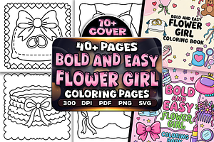 Easy Flower Girl Coloring Pages, a Decorative Illustration by Craftsbeefy