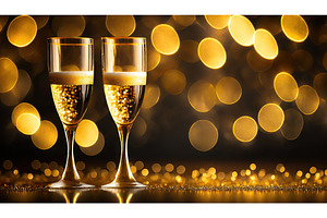 Two champagne flutes filled with, a Food & Drink Photo by Igor Tichonow