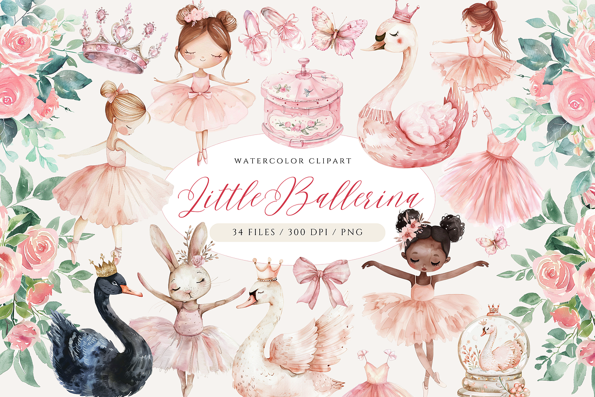 Pink Ballerina Swan Lake Clipart, a Decorative Illustration by ClipArtCharm (Photo 1 of 5)