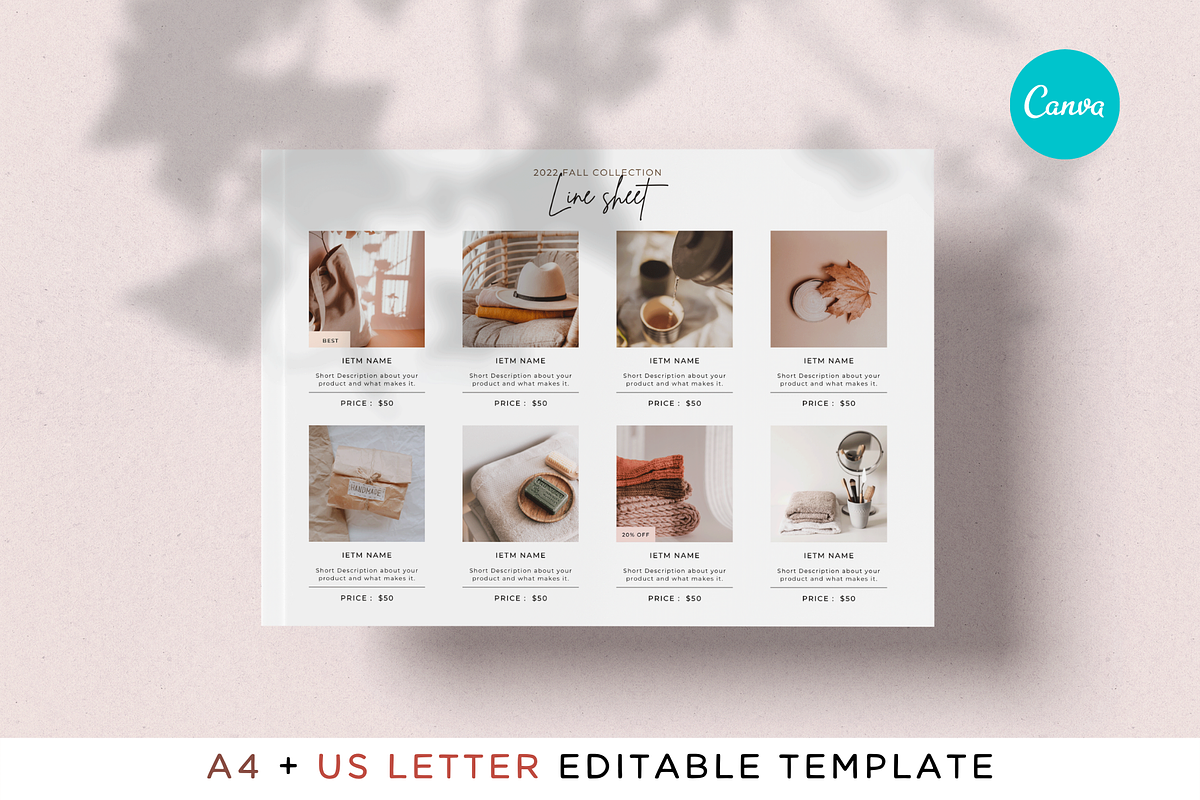 Wholesale Line sheet Canva Template, a Flyer Template by Hellohastore (Photo 1 of 10)