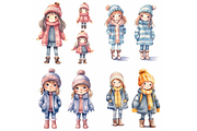 Prompt Winter Fashion Girl Clipart, a Decorative Illustration by Creative design (Thumbnail 6 of 7)