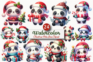 Watercolor Christmas Polar Bear Png