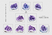 Purple Dreams Watercolor Geode Set, an Object Illustration by Liquid Amethyst Art (Thumbnail 4 of 6)