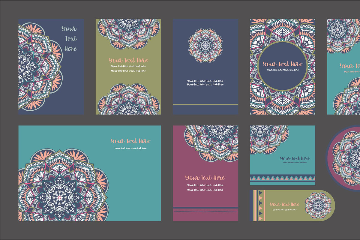 20 Mandala Vintage Template Card., a Card Template by Noree (Photo 5 of 20)