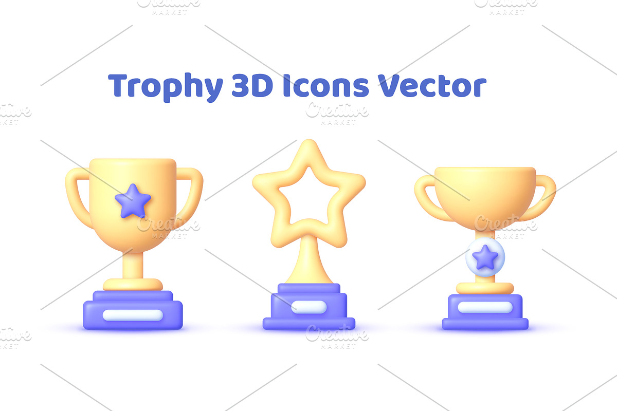 Trophy 3D Set Vector, an Education Illustration by Soifer Design