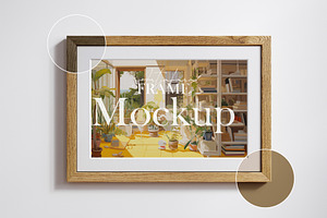 Wooden frame mockup close up