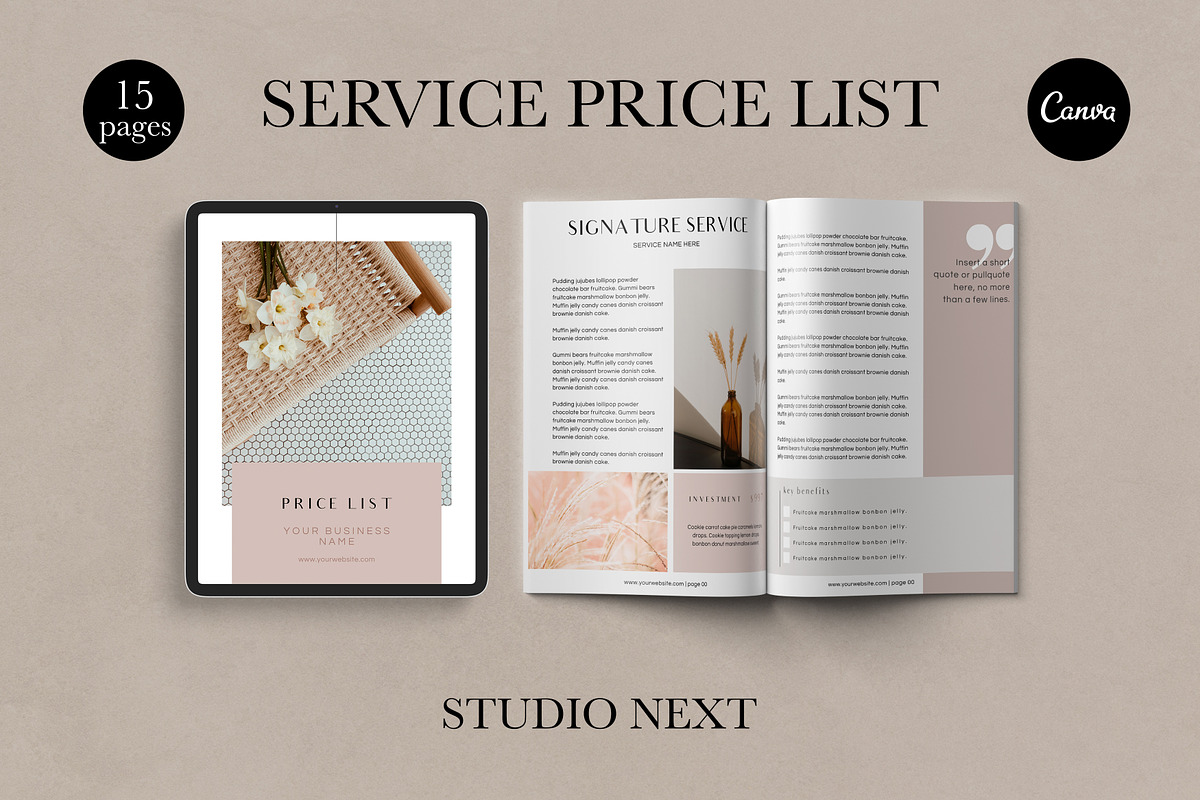 Price List Canva Template | EMMA, a Brochure Template by Studio Next (Photo 1 of 8)