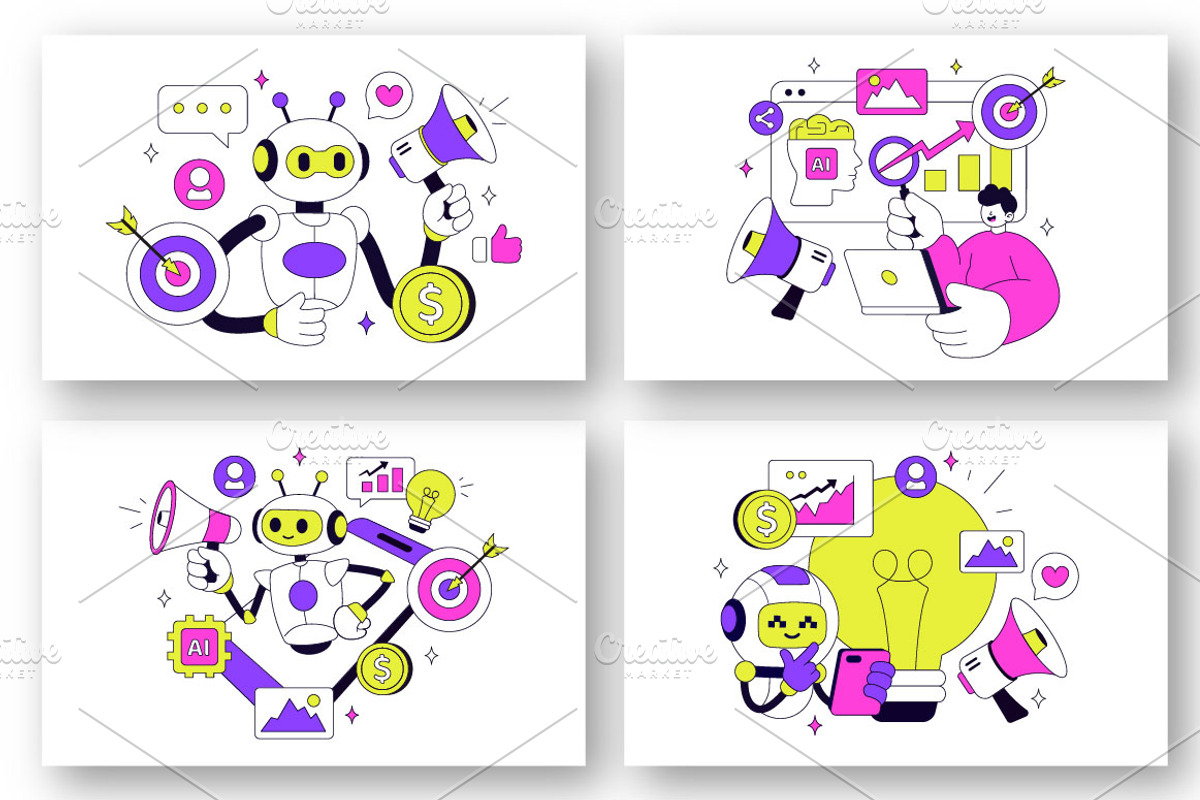 10 AI Marketing Vector Illustration, a Technology Illustration by denayunebgt (Photo 2 of 4)