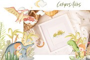 Dino Land Watercolor Clipart, an Animal Illustration by natalisart (Thumbnail 5 of 11)