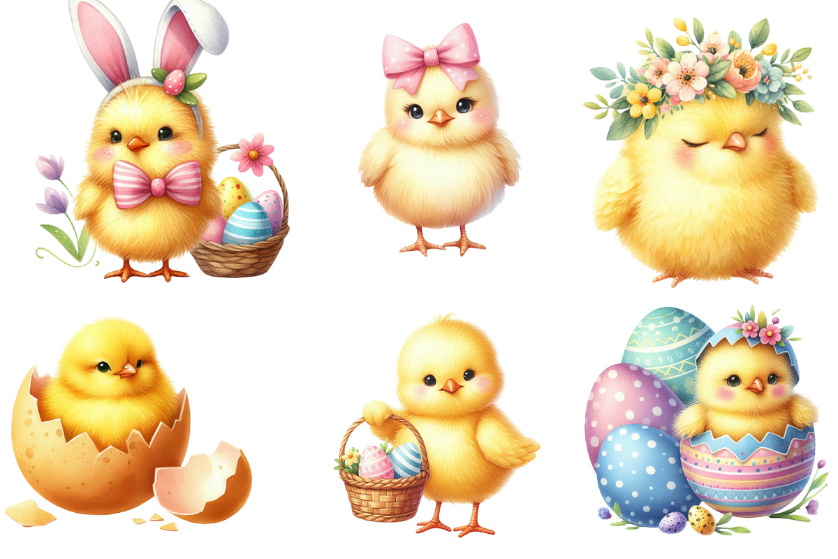 Pastel Chicks Clipart, an Illustration by DreamArtGraphic (Photo 4 of 5)