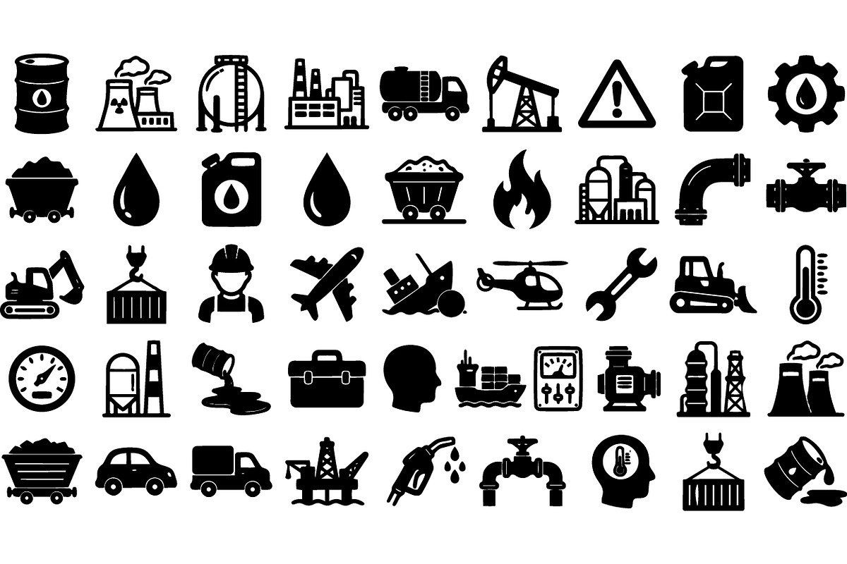 Industrial Oil And Energy Icons Set, an Illustration by designvectx (Photo 2 of 3)