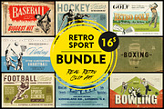 Retro Sports Art Bundle 8 in 1, an Illustration by Retro Machine (Thumbnail 1 of 9)