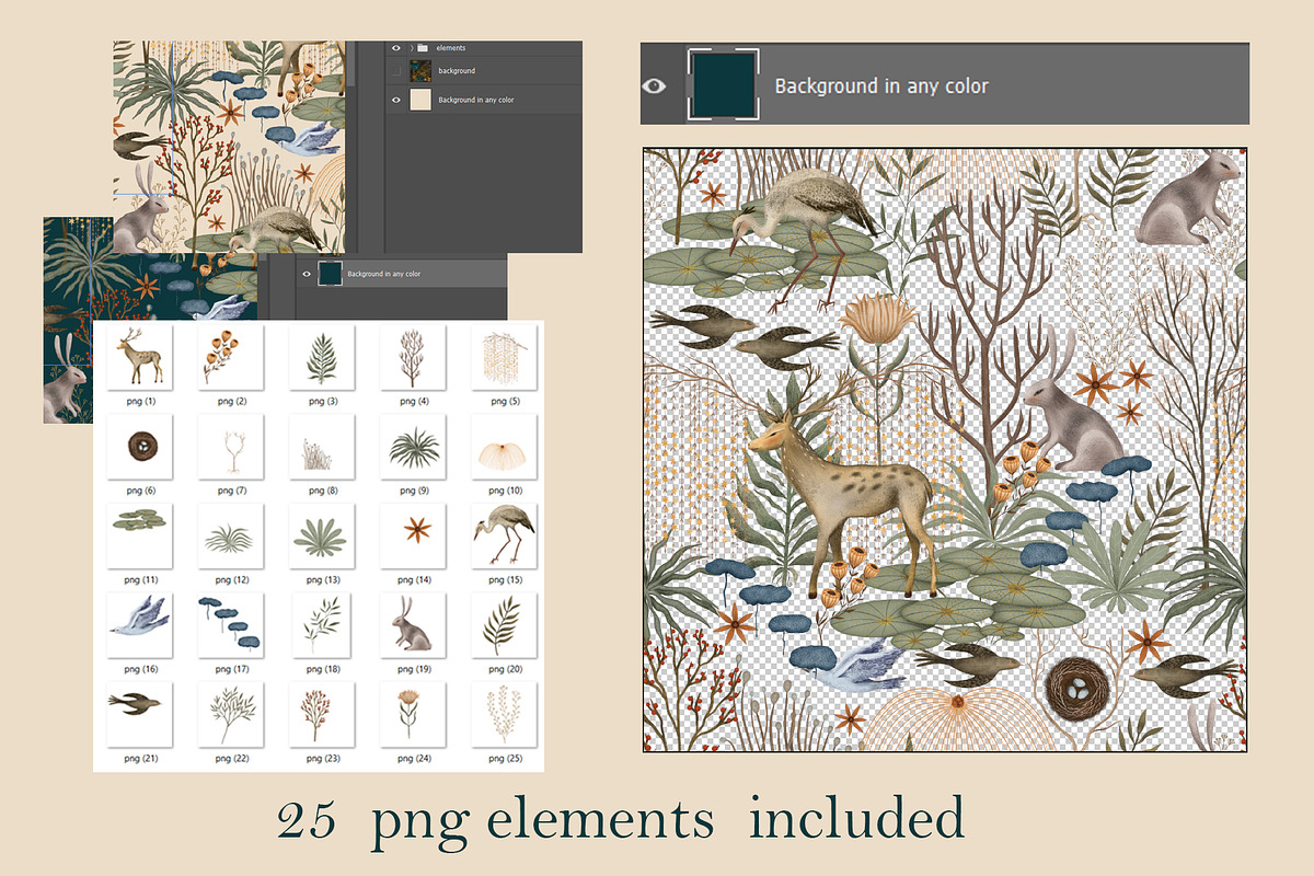 Whisper of the Woods Pattern, a Wallpaper Graphic by Kattypainting (Photo 6 of 6)