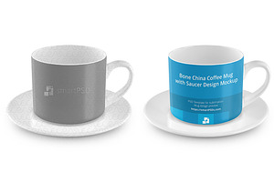 Coffee Cup With Saucer Design Mockup