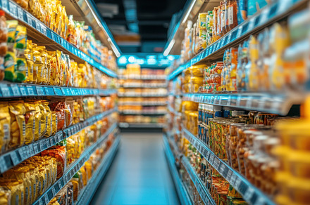 Supermarket Aisles Snacks and Canned, a Background Photo by Pixeness