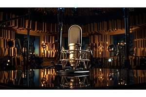 recording golden microphone ai, a Background Photo by pikepicture
