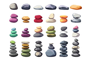 Balanced stones set. Different stone, an Illustration by Valerie Bodnar