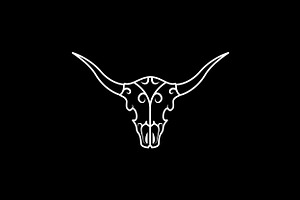 Cow Skull Long Horn Art Logo Design